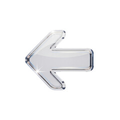 Fototapeta premium Glossy Glass Left Arrow Icon Isolated on White Background