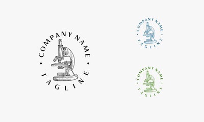 Vintage Hand drawn Stethoscope Logo template, Science Logo template icon