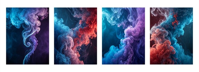 Colorful smoke abstract immersive background set
