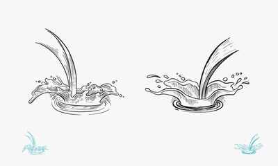 Set of Hand drawn sketch water or milk splash crown vector illustration