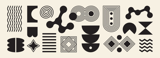 Abstract brutalist shape, geometry brutal design element icon. Minimal tech figure, retro bauhaus set, black organic mid cloud poster. Urban curly symbol on background. Modern vector illustration