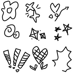 Simple Doodle Arrows and Cartoon Elements Set