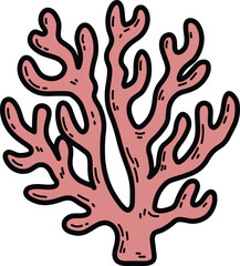 Hand-Drawn Pink Coral Branch Illustration