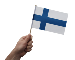 Celebrating Finnish pride a hand waving the flag of Finland conveying patriotism unity and national identity in a global context