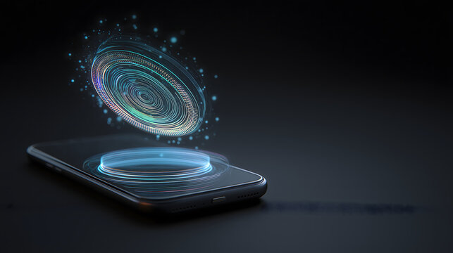 digital wallet hologram floating above smartphone