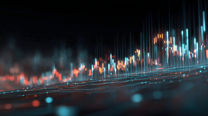 abstract stock market chart, glowing lines and data visualization