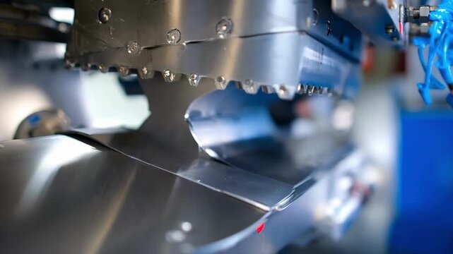Closeup of titanium sheet bending process for aerospace applications highlighting precision and strength in aircraft component manufacturing.