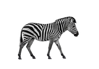 Striking zebra with black and white stripes, captured in a classic studio shot, showcasing nature's elegance and beauty in monochrome