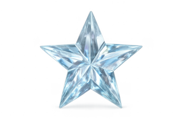 Ice crystal star shining light transparent background
