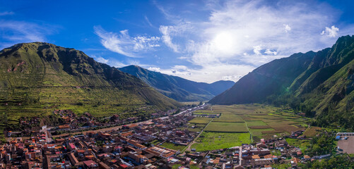 View of the Town of Pisac, one of the Towns in the Sacred Valley that Best Preserves its Traditions, Architecture and History, in Cusco, Peru