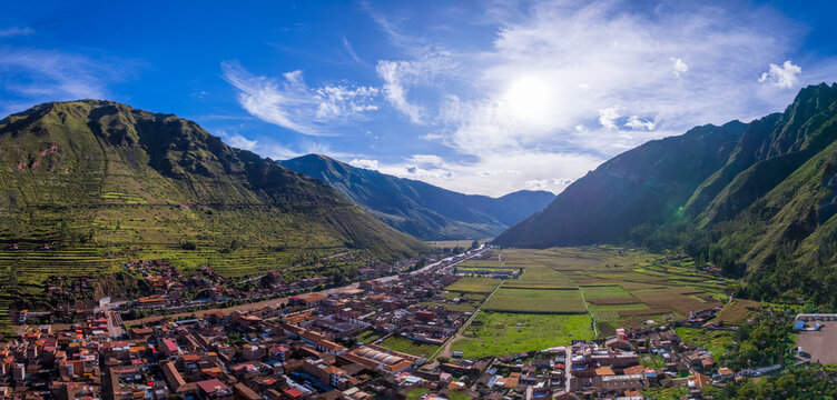 View of the Town of Pisac, one of the Towns in the Sacred Valley that Best Preserves its Traditions, Architecture and History, in Cusco, Peru