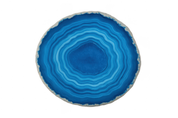 Blue agate geode slice showing natural concentric bands