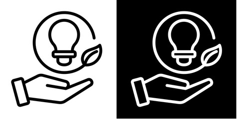 Energy Efficiency Icon Set White Style Collection