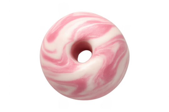 Pink and white swirl donut abstract rendering with transparent background - Powered by Adobe