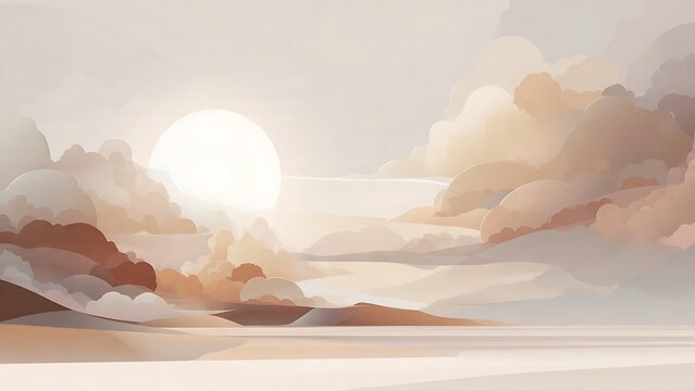 Vector Illustration of Grey Morning Sun and Brown Eyes Storm
