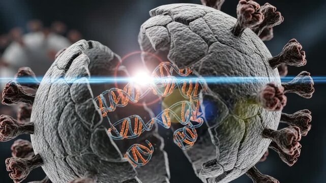 How viruses attach to cells and replicate their genetic material, highlighting key processes