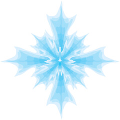Abstract Blue Starburst Snowflake Pattern With Transparent Background Representing Winter And Cold