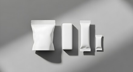 Mockup of blank packaging for snack, food, chocolate bar isolated on gray background