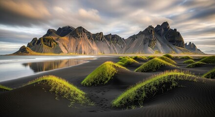  Majestic Coastal Mountains: A stunning capture of imposing coastal mountains, their peaks piercing the sky.