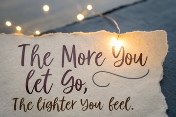 Inspirational Text The More You Let Go on Torn Paper