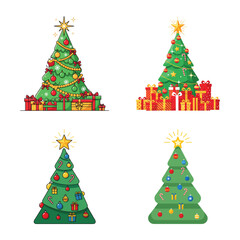 Christmas trees gifts holiday celebration festive season joy on white background