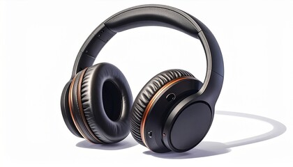 Black headphones modern style sleek audio equipment studio shot isolated on white listening pleasure