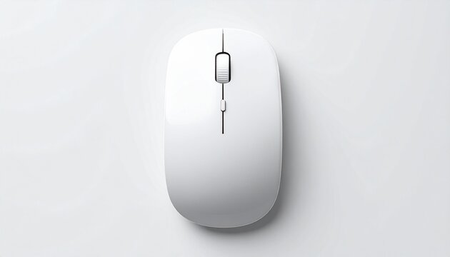 White computer mouse minimalist style clean aesthetic on white surface modern technology high quality professional