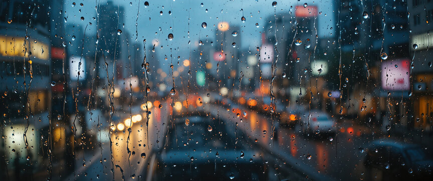 Rainy city streets at dusk urban nightlife traffic patterns and rainfall reflections