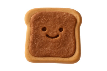 Happy smiling toast character cookie with transparent background