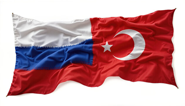 Russia and turkey flags together symbolizing unity national identity digital artwork isolated conceptual representation