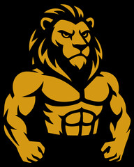 Obraz premium Angry Lion Builder Mascot Logo in Black and Gold Style