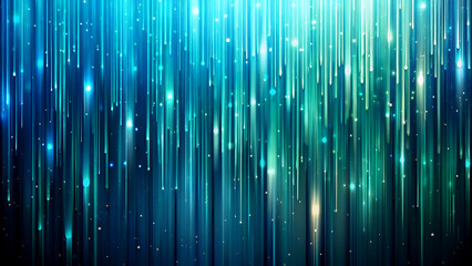 Abstract blue and green light streaks background dynamic flowing lines with sparkling particles modern design for wallpaper and presentations