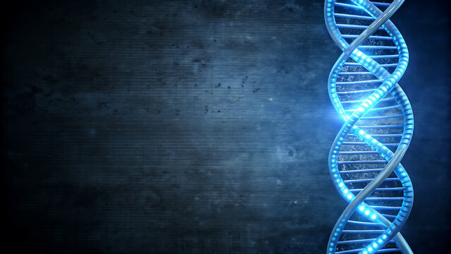 Blue DNA helix structure abstract science background representing genetic research and biotechnology innovation