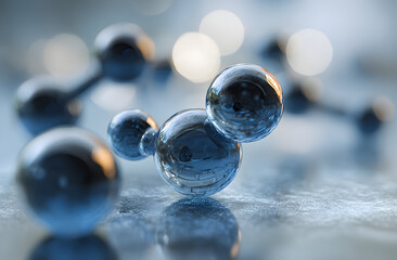 Molecular structure reflects light on a textured surface, creating a visually appealing representation of scientific concepts and technological advancement.