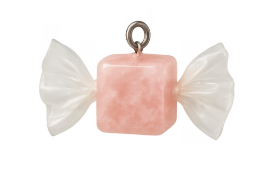 Pink candy taffy charm pendant with transparent background - Powered by Adobe