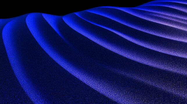 abstract vibrant blue sand waves patterns against a stark black background