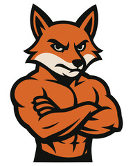 Angry Fox Builder Mascot Logo in Orange and Black Vector