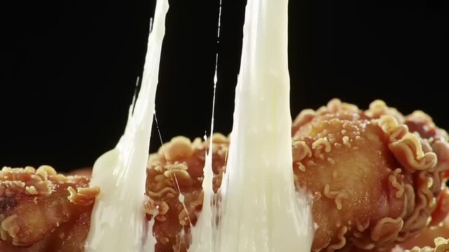 Fried chicken with melted cheese. (9)