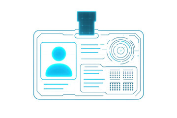 Holographic id card showing digital user profile and secure identification details on future tech interface