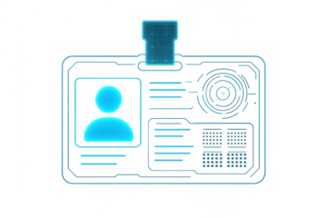 Holographic id card showing digital user profile and secure identification details on future tech interface