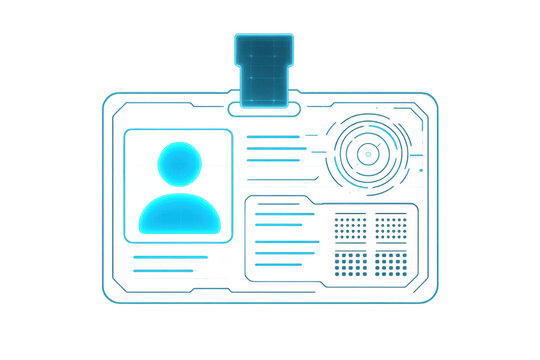 Holographic id card showing digital user profile and secure identification details on future tech interface