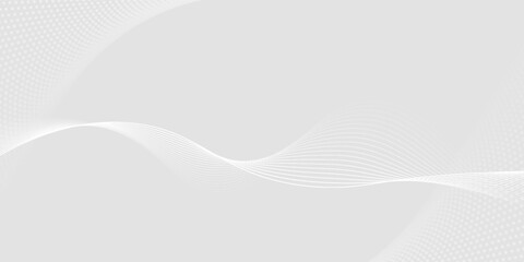 Futuristic gray white abstract background. shining wave lines pattern for banner, wallpaper, cover. Vector illustration