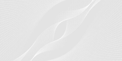 Futuristic gray white abstract background. shining wave lines pattern for banner, wallpaper, cover. Vector illustration