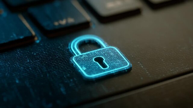 Closeup of a digital padlock icon on computer screen representing advanced encryption protecting sensitive file transfers.