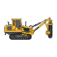 Fototapeta premium yellow bulldozer and excavator isolated on white background