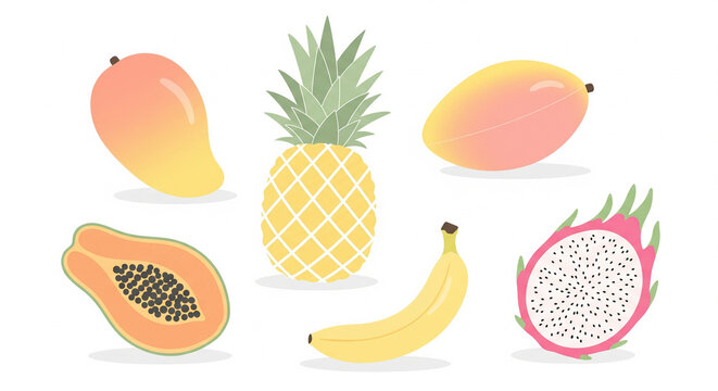 Tropical Fruit Vector Collection - Powered by Adobe