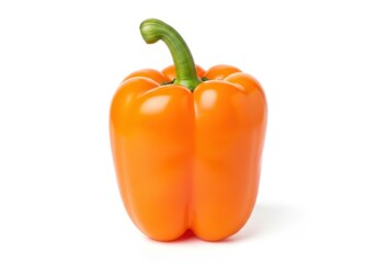 Bright orange sweet pepper sits centered against a clean white background