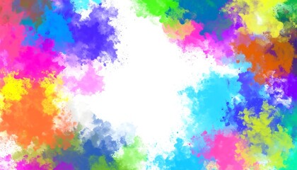 Obraz premium Vibrant abstract art with colorful splashes framing a white center