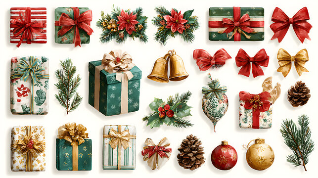 PNG Christmas element set, transparent background