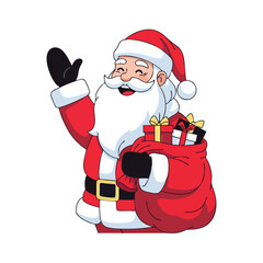 Santa claus christmas holiday gifts presents celebration joy on white background